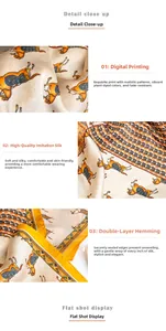 Detail close-up of vintage horse print silk scarf featuring fine digital printing and hemmed edges