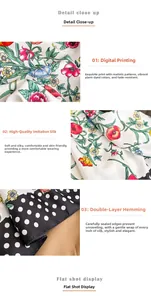 Close-up of digital floral print and double-stitched edges on premium silk scarf