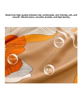 Macro detail of high-density silk texture with floral pattern and soft skin-friendly fabric