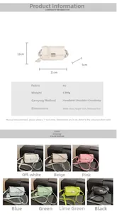 Detailed size chart and specifications for the minimalist PU leather crossbody square bag