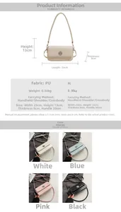 Detailed size chart for the rectangular PU leather crossbody bag with product dimensions