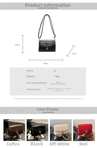 Tableau des tailles et options de couleurs pour le sac à main vintage en cuir PU souple