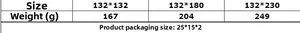 Size chart for French vintage lace tablecloth with weight and packaging specifications