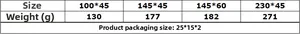 Size chart for white kitchen cafe curtain with dimensions, weight and packaging details
