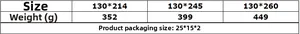 Size chart for American pattern curtains with dimensions and corresponding product weights