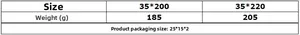 Size chart for American cotton linen piano cover showing dimensions and weight specifications