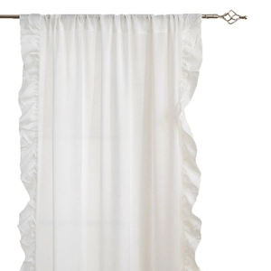 White ruffle sheer curtain with petal metal rod for living room luxury light filtering