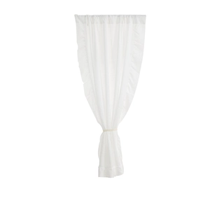 Tenda in velluto bianco traslucido con elegante bordo a balze per il soggiorno