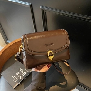 Sac Bandoulière Femme En Cuir PU Petit Sac Carré Rétro Avec Boucle Métallique Dorée Sac À Épaule Élégant