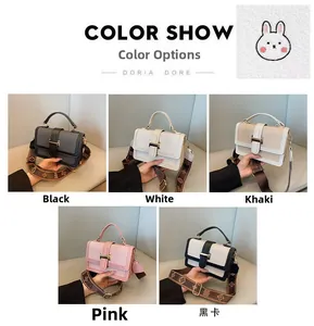 Detailed view of color options for textured crossbody square bags with wide floral straps