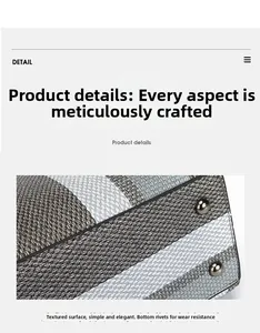 Macro detail of striped fabric texture and protective metal rivets on the handbag base