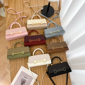 Chic leather box bags with pleated texture and H-buckle in eight assorted colors