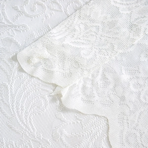 Rideau en dentelle blanche vintage française avec broderies florales et maille transparente