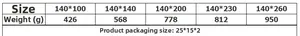 Size chart showing dimensions and weights for vintage floral cotton linen tablecloths