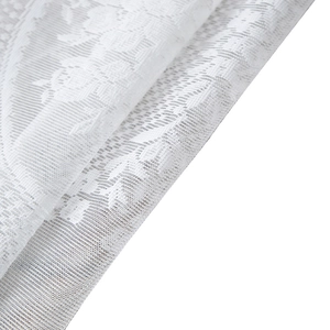 French country white lace round tablecloth with elegant rose floral patterns and ruffles