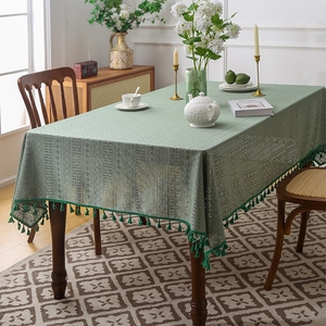 Tovaglia in Pizzo Traforato in Stile Campagna Americana Rettangolare con Nappe Tovaglia da Picnic Fibra Sintetica