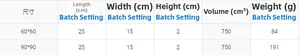 Detailed size specification table for linen embroidered tablecloth measurements and weight
