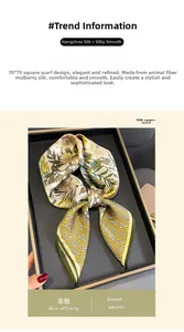 Detailed macro view showing the smooth silk texture and floral print of this square scarf