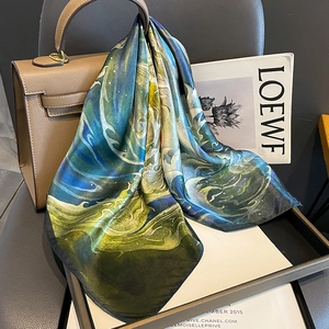 Quadratischer Schal MaulbeerSatin Künstlerischer Ölgemälde-Druck Van Gogh Stil Französische Elegante Mode Kopf Handtasche Halstuch Für Damen
