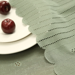 Light green American style hollow lace tablecloth with scalloped edges and woven texture