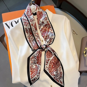 Schmale Schmale Schal KunstSatin Satin Paisley Druck Französischer Stil Haarband Tasche Griff Wickel Für Frauen