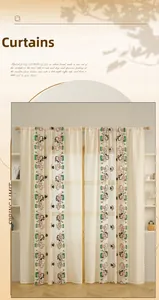 Close-up of cream lace curtain with mushroom patterns and decorative scalloped edges