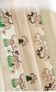 Close-up of pastoral butterfly mushroom embroidery on jacquard lace window curtains