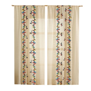 Semi-sheer American pastoral curtains with colorful butterfly embroidery for bedrooms