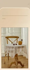 Detailed view of intricate floral lace patterns and wavy edges on a white tablecloth
