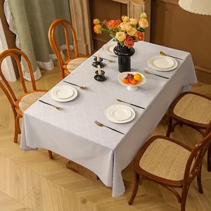 Rectangle Tablecloth Jacquard Polyester Geometric Trellis Pattern Dustproof Heat Resistant Simple Ins Style Table Cover