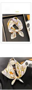 Close-up of silk scarf showing vintage floral patterns and fine material texture