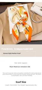Close-up of orange floral silk square scarf paired with a beige blazer and white bag