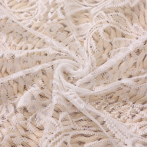 French style beige lace door curtain featuring elegant hollow floral and leaf patterns