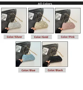 Pochettes de soirée en dentelle et paillettes en argent, or, rose, bleu et noir