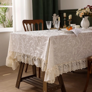 Tovaglia in Pizzo Vintage Francese Spessa con Bordo a Volant Jacquard Floreale Farfalla Tovaglia Rettangolare per Arredamento Casa Pranzo Matrimonio