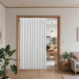Japanese style white pleated folding door curtain for kitchen and hallway partition