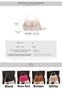 Tableau des tailles détaillé pour le sac bandoulière en PU avec dimensions et poids précis