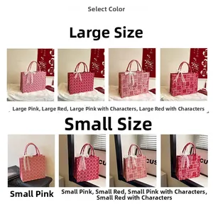 Detailvergleich roter und rosa Hochzeitstaschen aus Segeltuch mit Xi-Symbolen