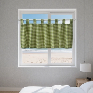 Modern Gingham Checkered Cafe Curtains Cotton Polyester Tab Top Short Window Valance For Kitchen Bathroom Home Decor