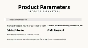 Gedetailleerde specificaties voor Phoenix Tail bloemen kant tafelkleed met onderhoudsinstructies