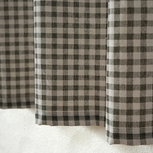 Thick cotton linen Gingham short curtain for kitchen with classic black and white grid pattern