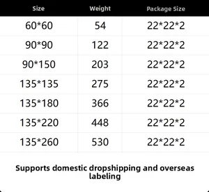 Detailed size chart showing dimensions and weight for pastoral linen embroidery tablecloth