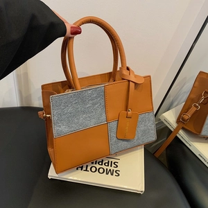 Borsa Quadrata Piccola Patchwork Vintage Per Donna Alla Moda Pelle PU Denim Colore A Contrasto Borsa A Tracolla Con Manico Superiore