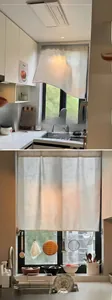 Japanese style linen partition curtain with natural texture for privacy in kitchen and bedroom
