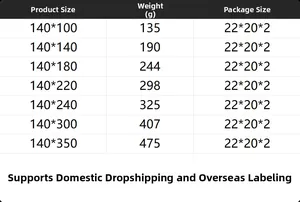 Size guide for black Halloween lace tablecloth showing dimensions and weight specifications
