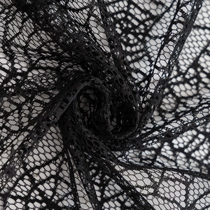 Halloween black lace door curtain with spider web pattern for festive party decoration
