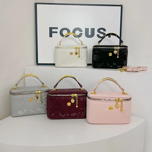 Elegant mini snakeskin chain vanity bags in five colors with gold metal handles