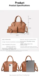 Detailed size chart for crocodile pattern tote bag set with dimension measurements