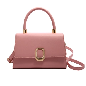 Sac à main rose en cuir PU avec boucle dorée et bandoulière réglable pour femmes