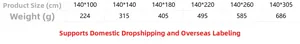 Detailed size chart for American style Christmas tablecloth with dimensions and weights